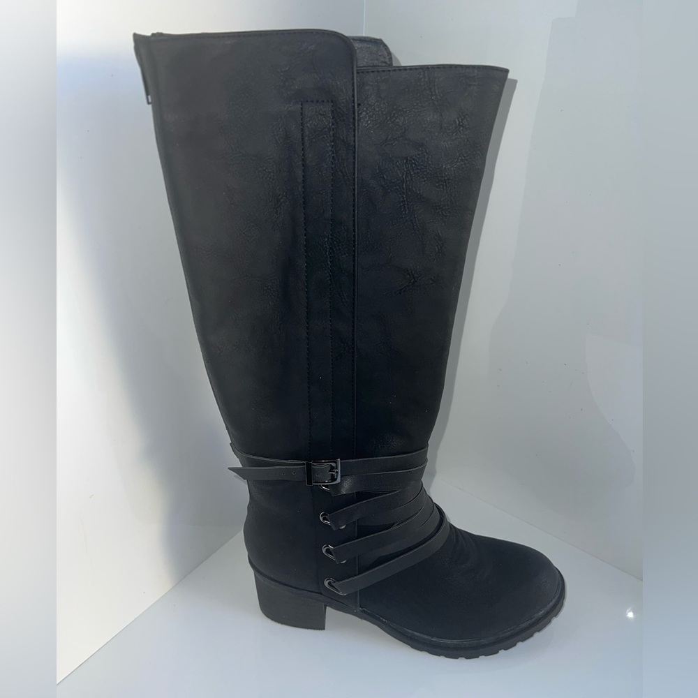 Olivia Miller Calista Knee-High Boots with Strap Accents. New and Never Worn.